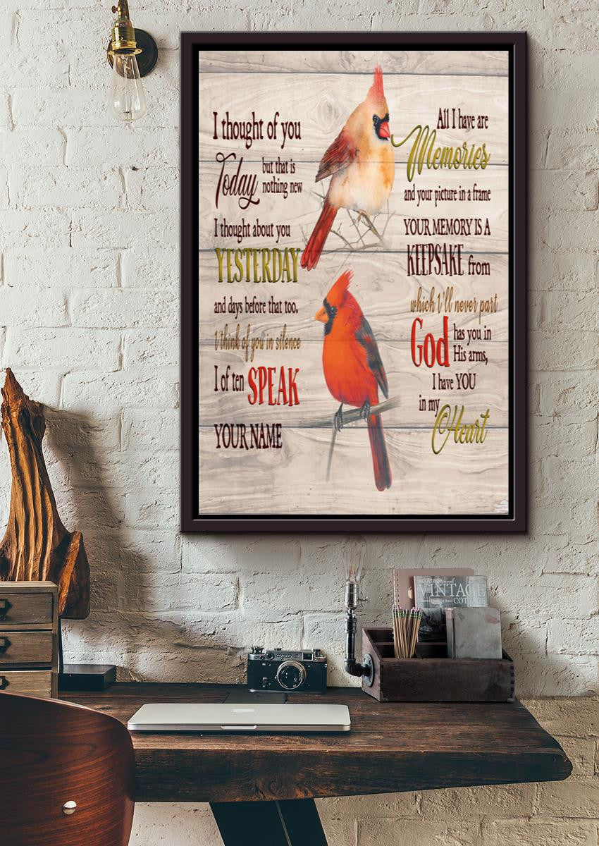 I Thought Of You Today Memorial Quote Wall Art Gift For Christant Memorial Day Framed Canvas Framed Prints, Canvas