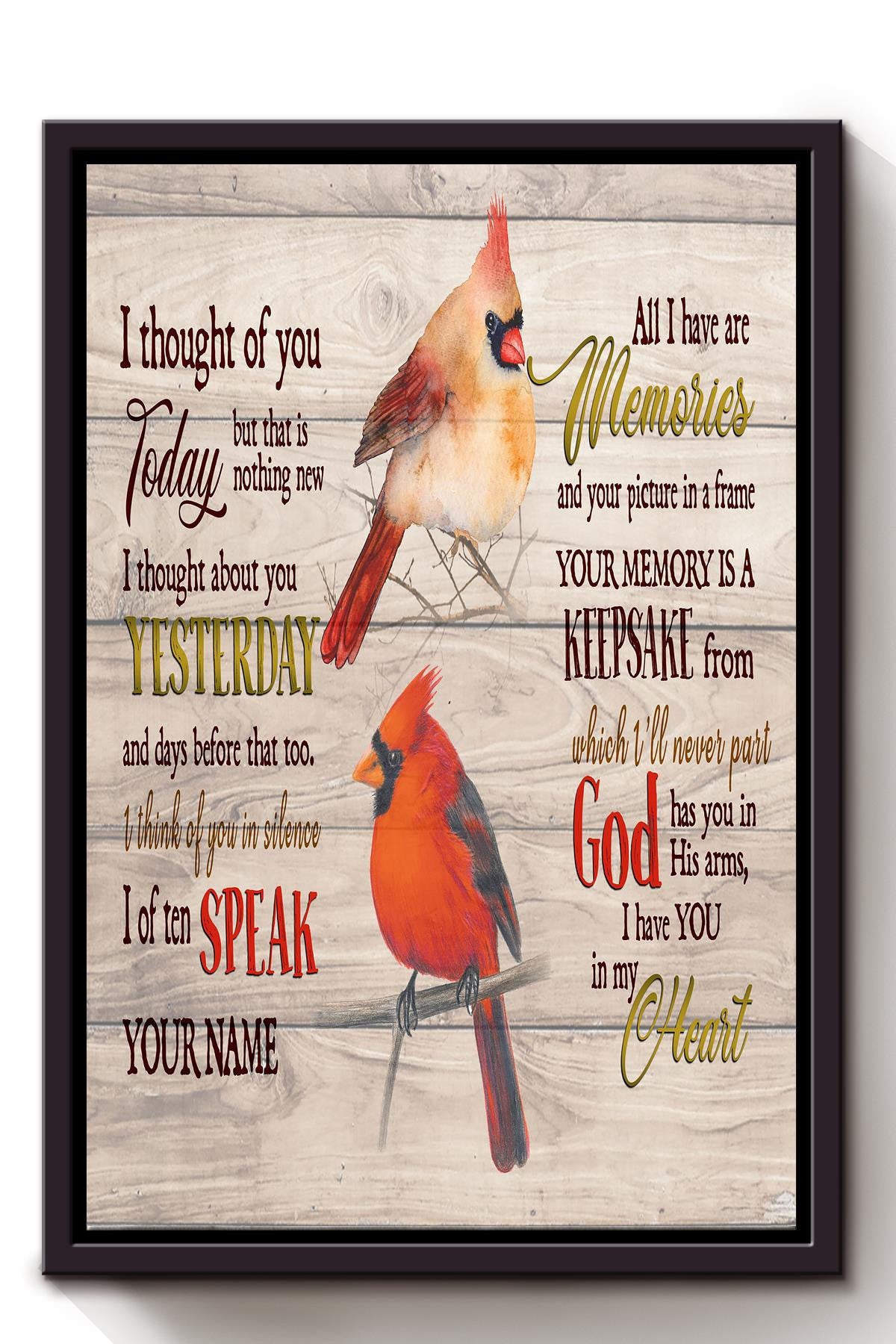 I Thought Of You Today Memorial Quote Wall Art Gift For Christant Memorial Day Framed Canvas Framed Prints, Canvas