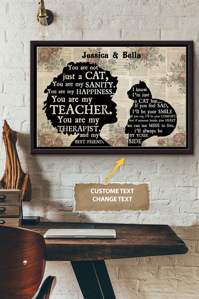 British Shorthair Cat Girl Therapist Best Friend Personalized Poster - Animal Wall Art - Gift For Cat Lover Black Cat Fan Framed Matte Canvas Framed Prints, Canvas