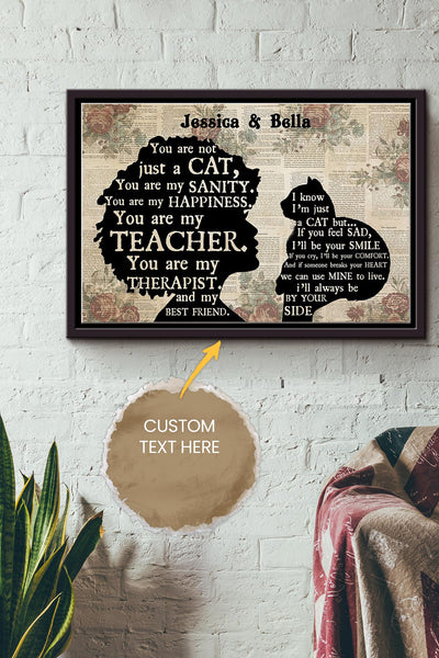 British Shorthair Cat Girl Therapist Best Friend Personalized Poster - Animal Wall Art - Gift For Cat Lover Black Cat Fan Framed Matte Canvas Framed Prints, Canvas