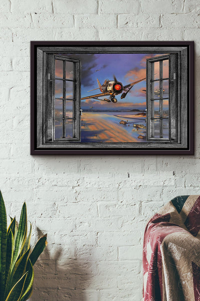 Airplane Window View Poster n Framed Matte Canvas