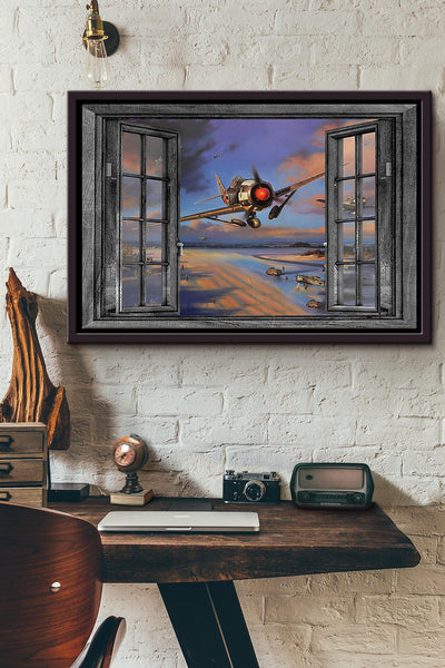 Airplane Window View Poster n Framed Matte Canvas