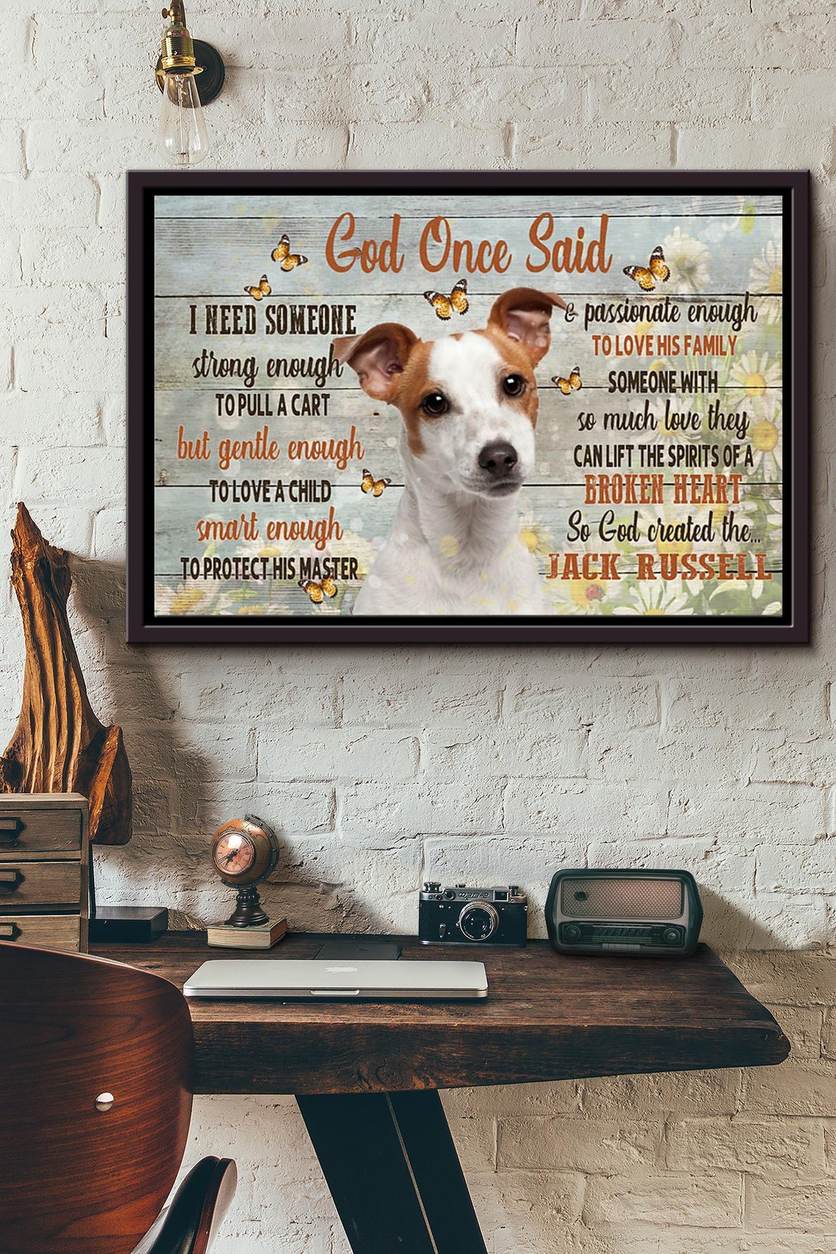 God Created The Best Jack Russell Poster n Framed Matte Canvas