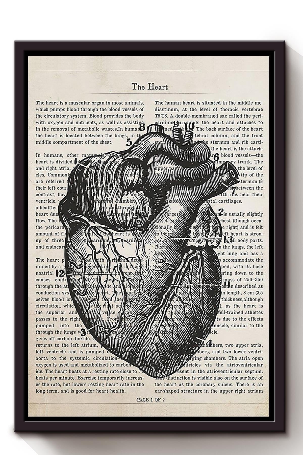 Cardiologist Flower Heart Collection Poster Framed Canvas
