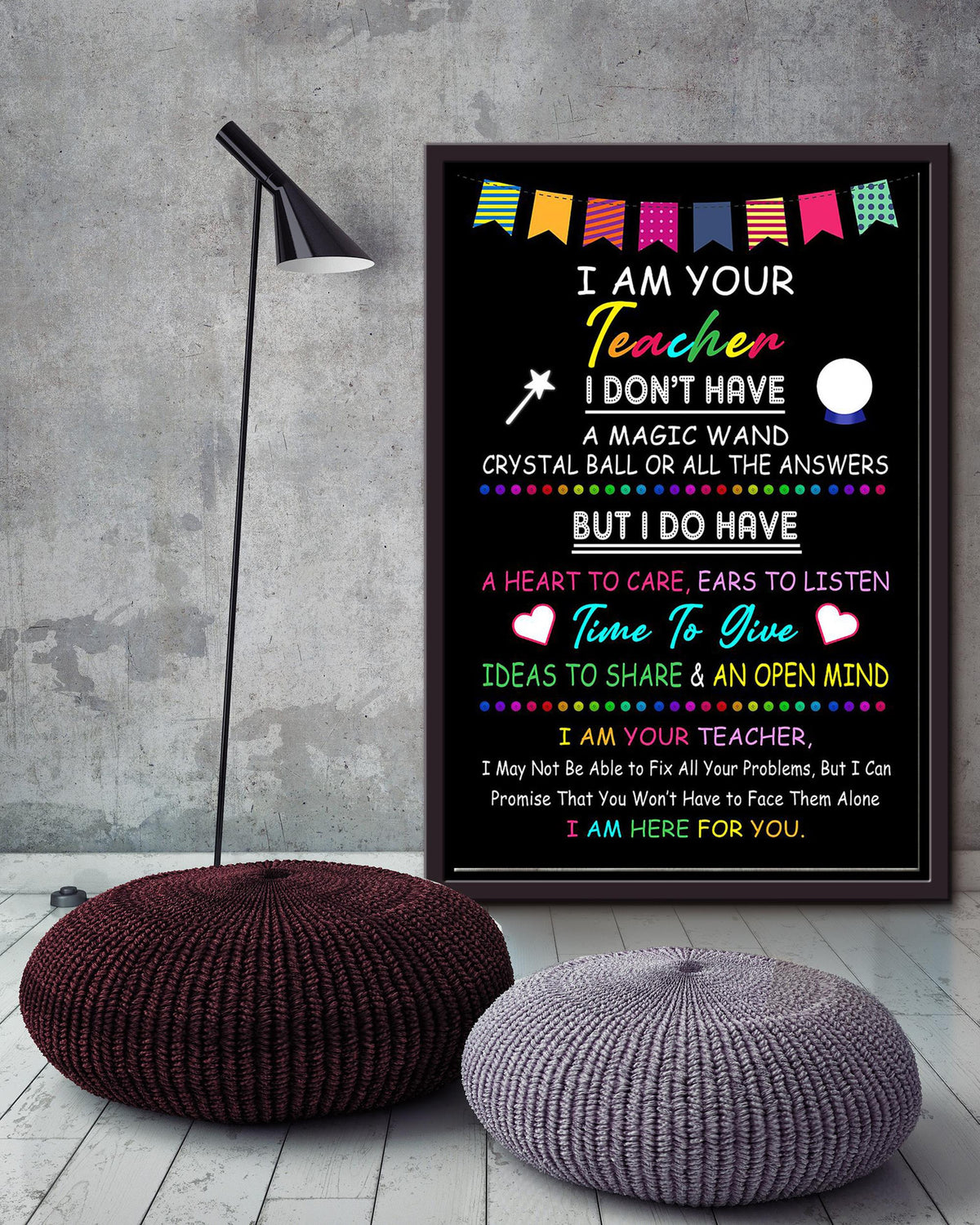 I'm Your Teacher I'm Here For You Motivation Quote Wall Art Gift For Student Granduation's Day Framed Canvas Framed Prints, Canvas
