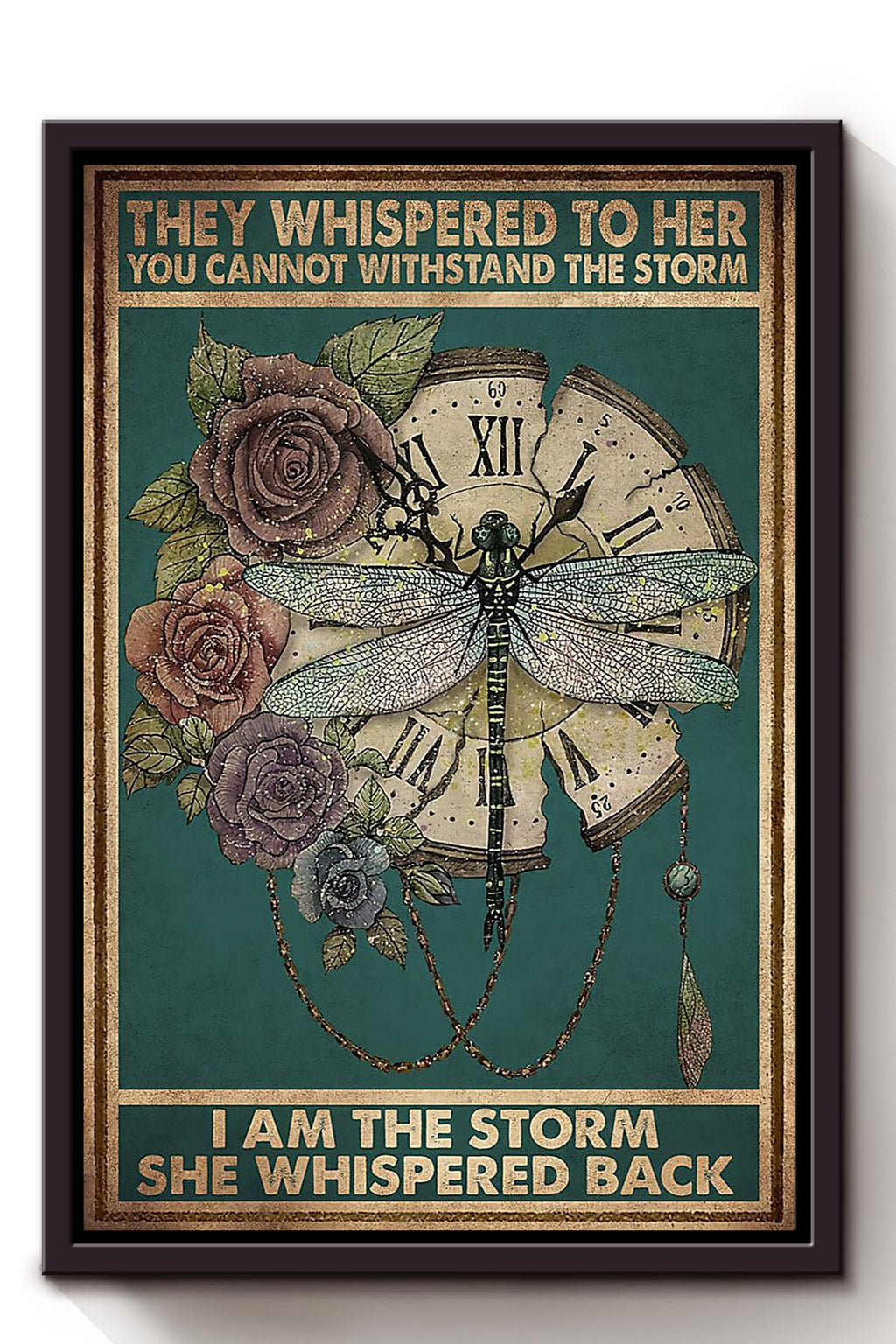 Dragonfly They Whispered To Her Motivation Quote Wall Art Gift For Girl Woman's Day Framed Canvas Framed Prints, Canvas