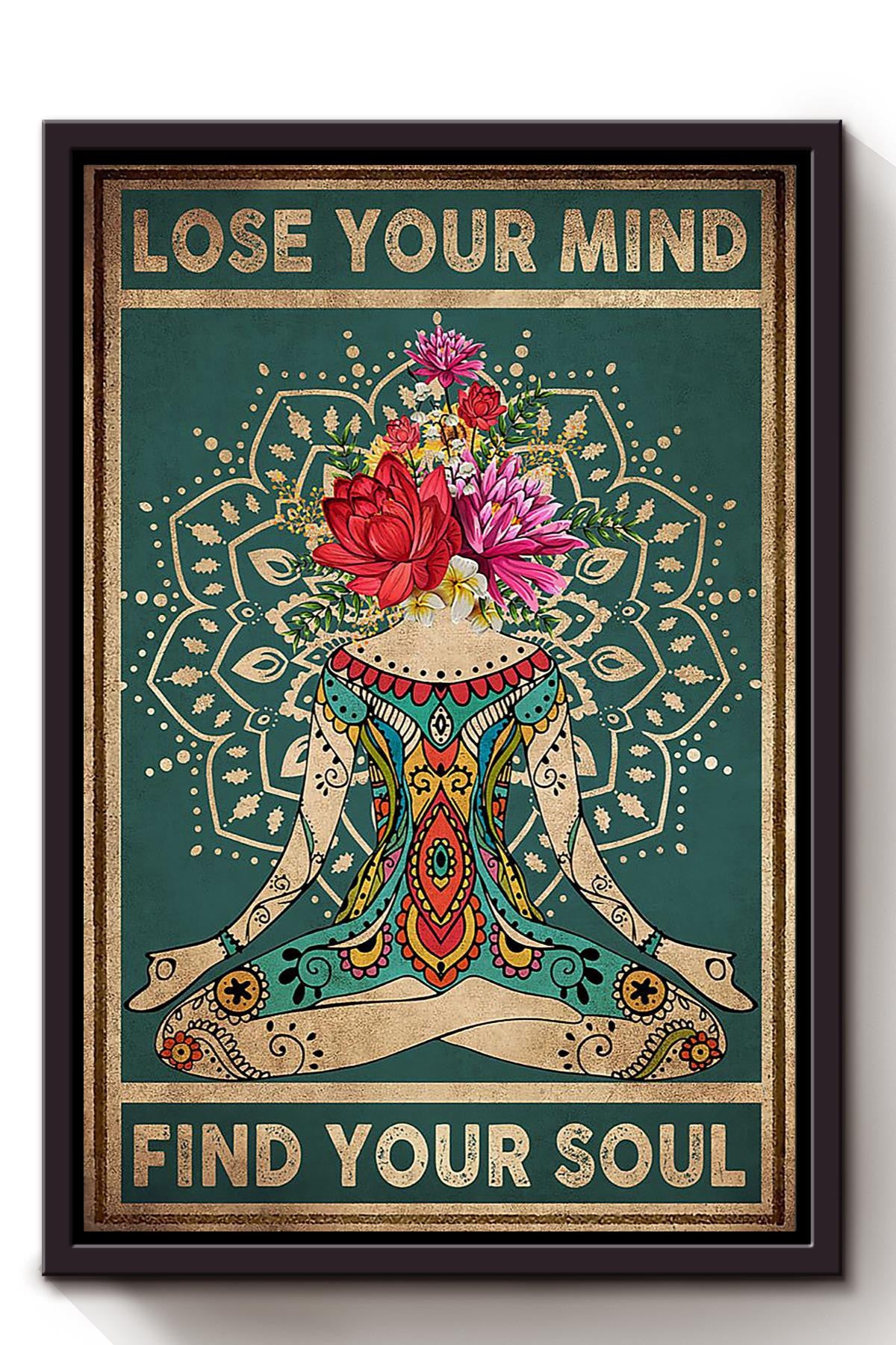 Lose My Mind And Find My Soul Buddha Yoga Wall Art Gift For Home Meditation Yoga Zen Lover Framed Canvas Framed Prints, Canvas