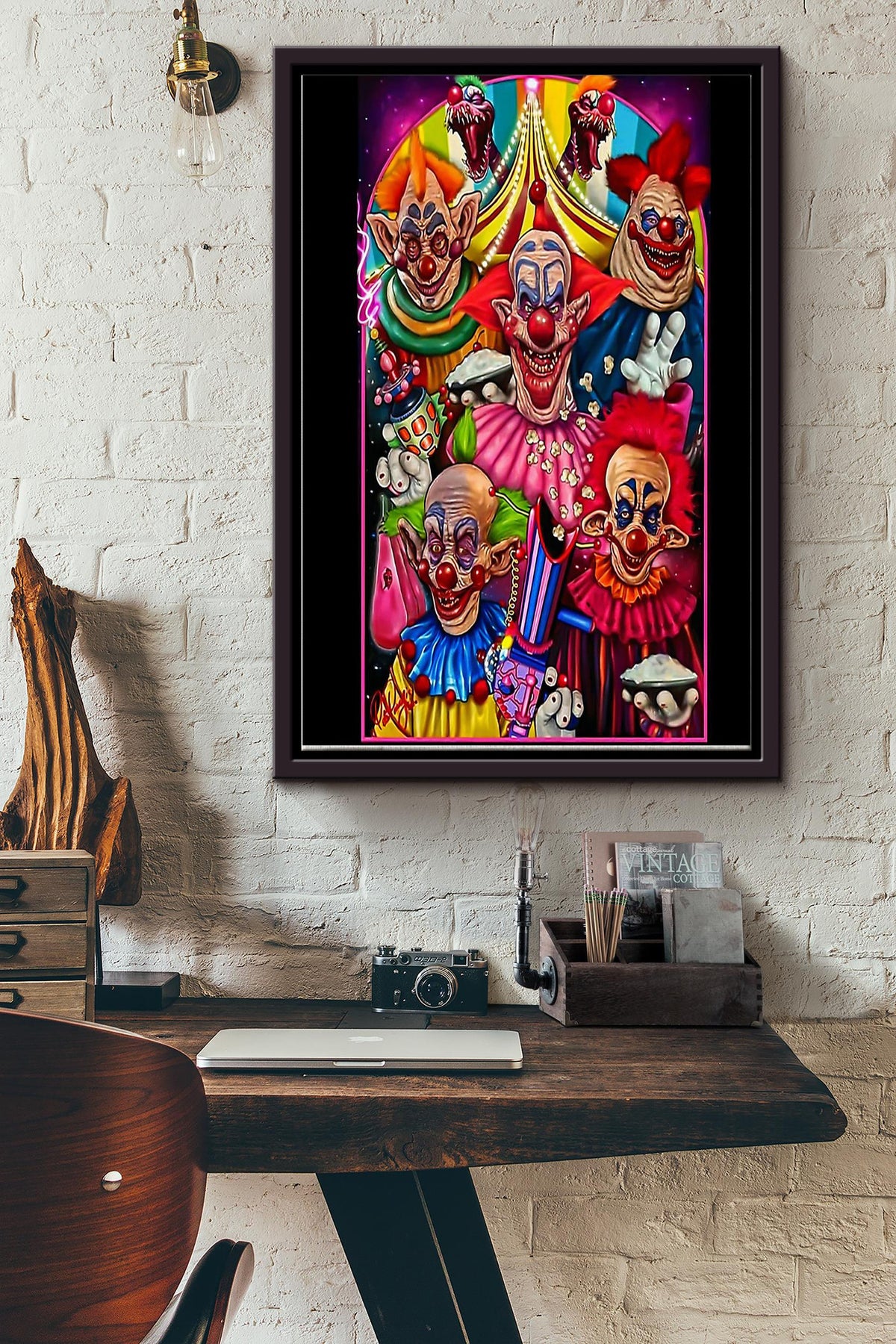 Killer Klowns From Outer Space Scarry For Fan Poster Framed Matte Canvas