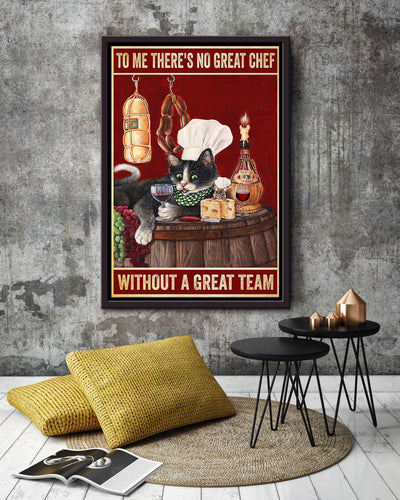 Chef Quote No Great Chef Without Great Team Cooking Wall Art Gift For Chef Kitchen Decor Framed Canvas Framed Prints, Canvas