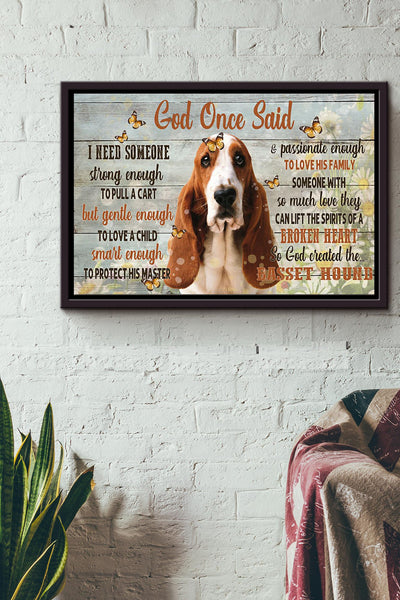 God Created The Best Dog Basset Hound Poster n Framed Matte Canvas