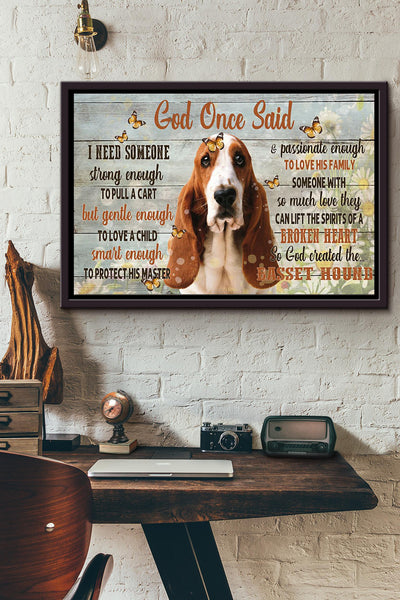 God Created The Best Dog Basset Hound Poster n Framed Matte Canvas
