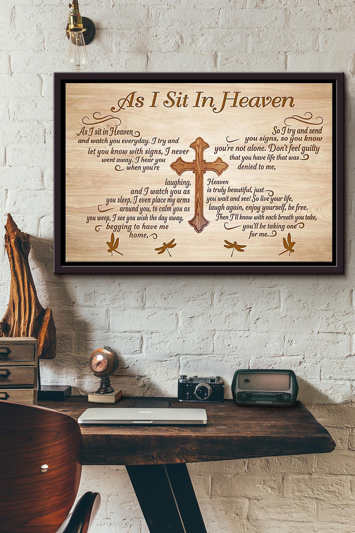 As I Sit In Heaven Poster n Framed Matte Canvas