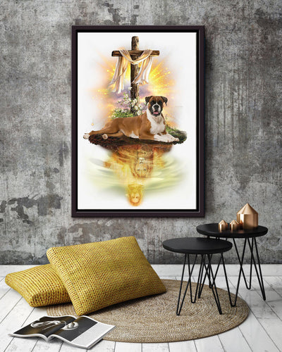 Jesus With Rottweiler God Wall Art For Home Decor Gift For Dog l Lovers Christian Framed Matte Canvas Framed Prints, Canvas