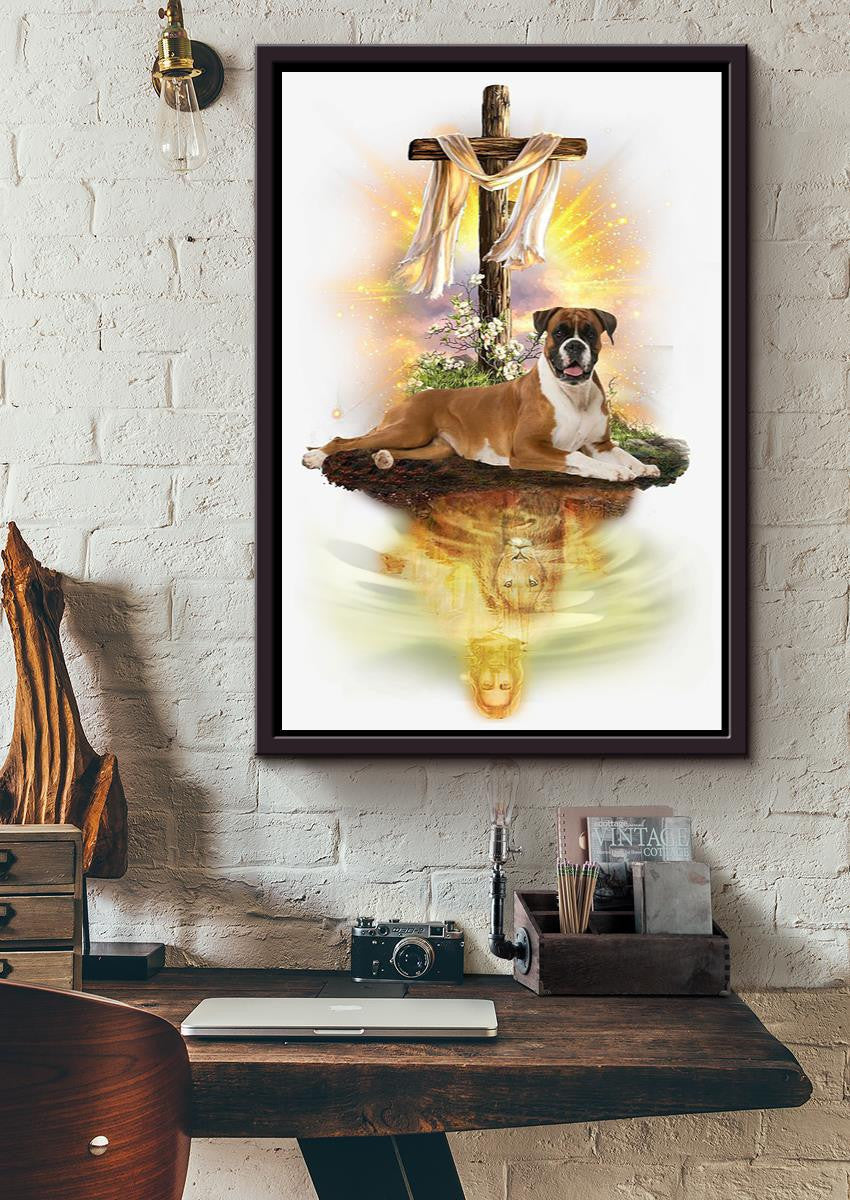 Jesus With Rottweiler God Wall Art For Home Decor Gift For Dog l Lovers Christian Framed Matte Canvas Framed Prints, Canvas