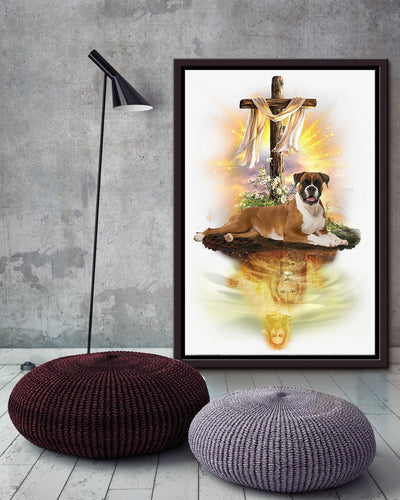 Jesus With Rottweiler God Wall Art For Home Decor Gift For Dog l Lovers Christian Framed Matte Canvas Framed Prints, Canvas