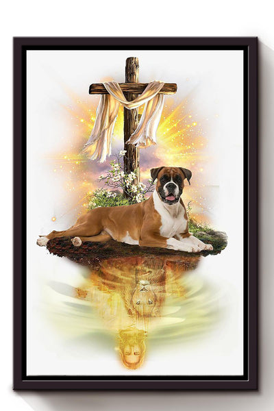 Jesus With Rottweiler God Wall Art For Home Decor Gift For Dog l Lovers Christian Framed Matte Canvas Framed Prints, Canvas