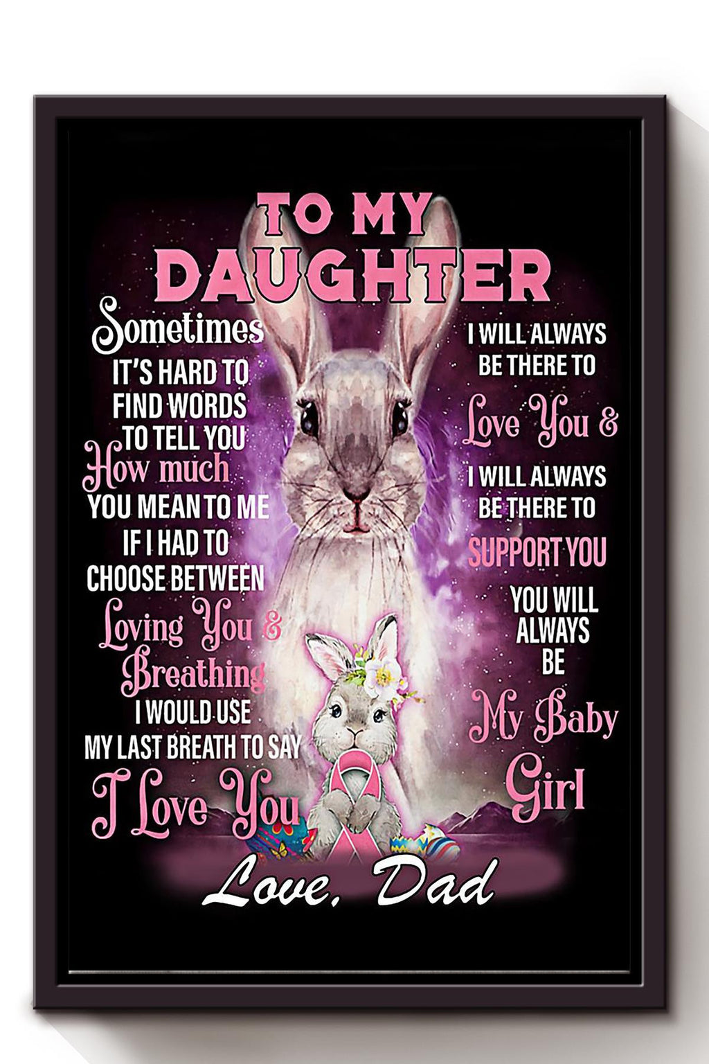 Motivation Letter From Father To Daughter Gift For Birthday Full Month Party Nusery Decor Framed Canvas