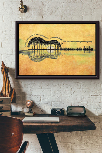 Guitar Forest Art Poster n Framed Matte Canvas