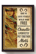 Cowgirl She Is Life Itself Wild And Free Poster Horse Riding Wall Art Cowgirl Cowboy Gift Framed Canvas Framed Prints, Canvas