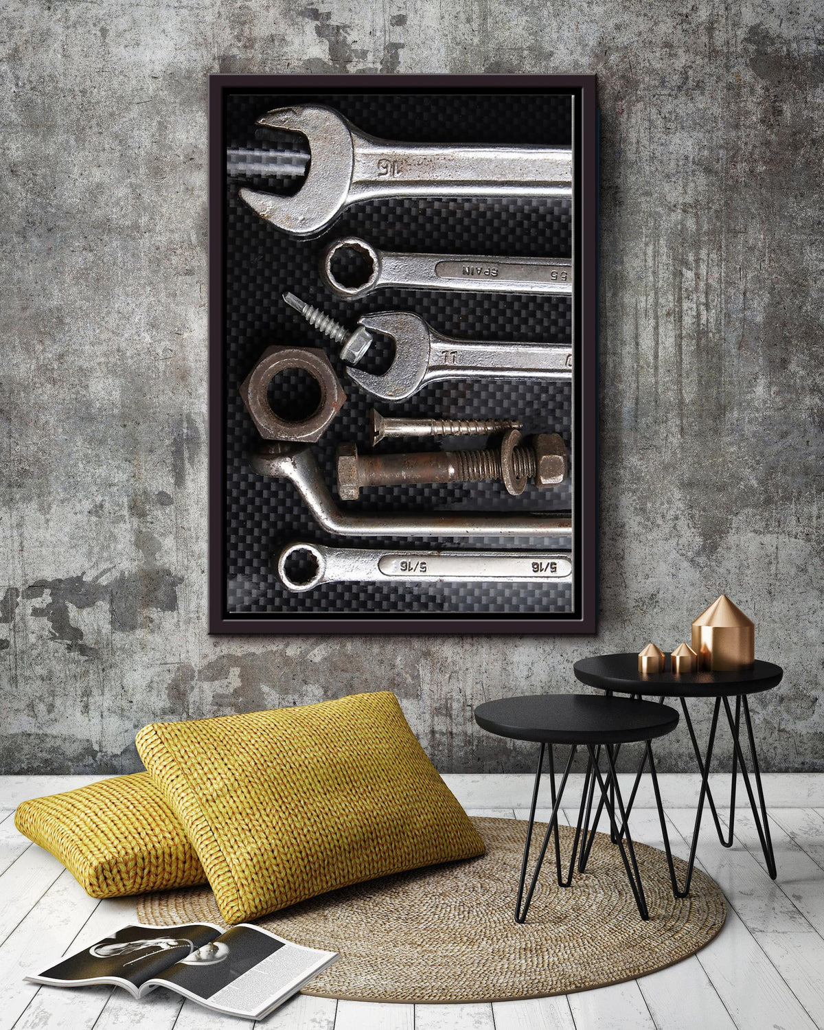 Mechanics Hand Tool Kit Set Wall Art For Garage Decor Framed Matte Canvas Framed Prints, Canvas