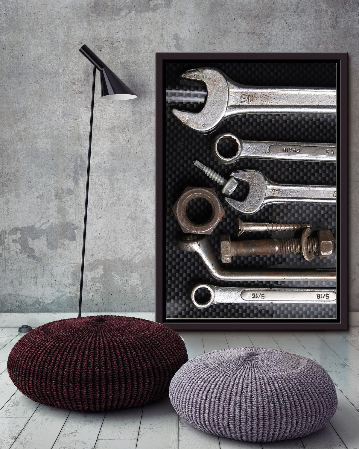 Mechanics Hand Tool Kit Set Wall Art For Garage Decor Framed Matte Canvas Framed Prints, Canvas