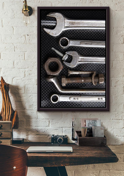 Mechanics Hand Tool Kit Set Wall Art For Garage Decor Framed Matte Canvas Framed Prints, Canvas