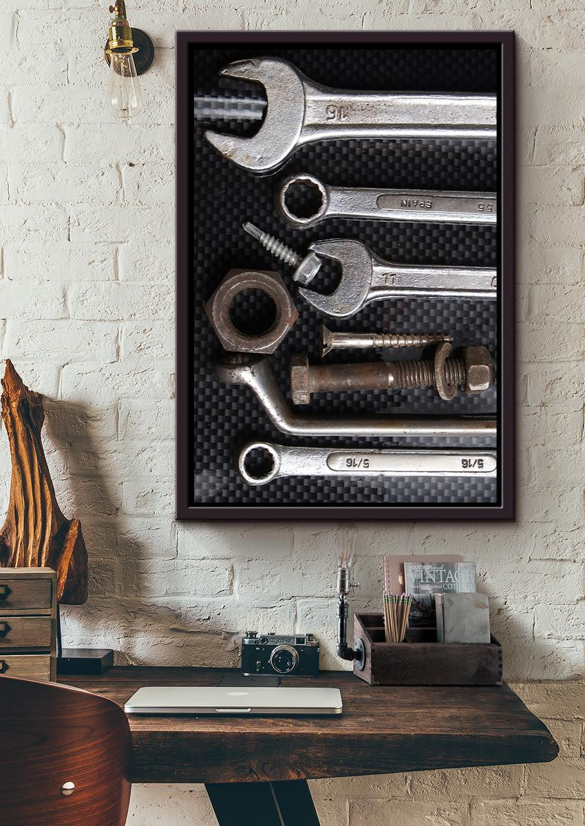 Mechanics Hand Tool Kit Set Wall Art For Garage Decor Framed Matte Canvas Framed Prints, Canvas