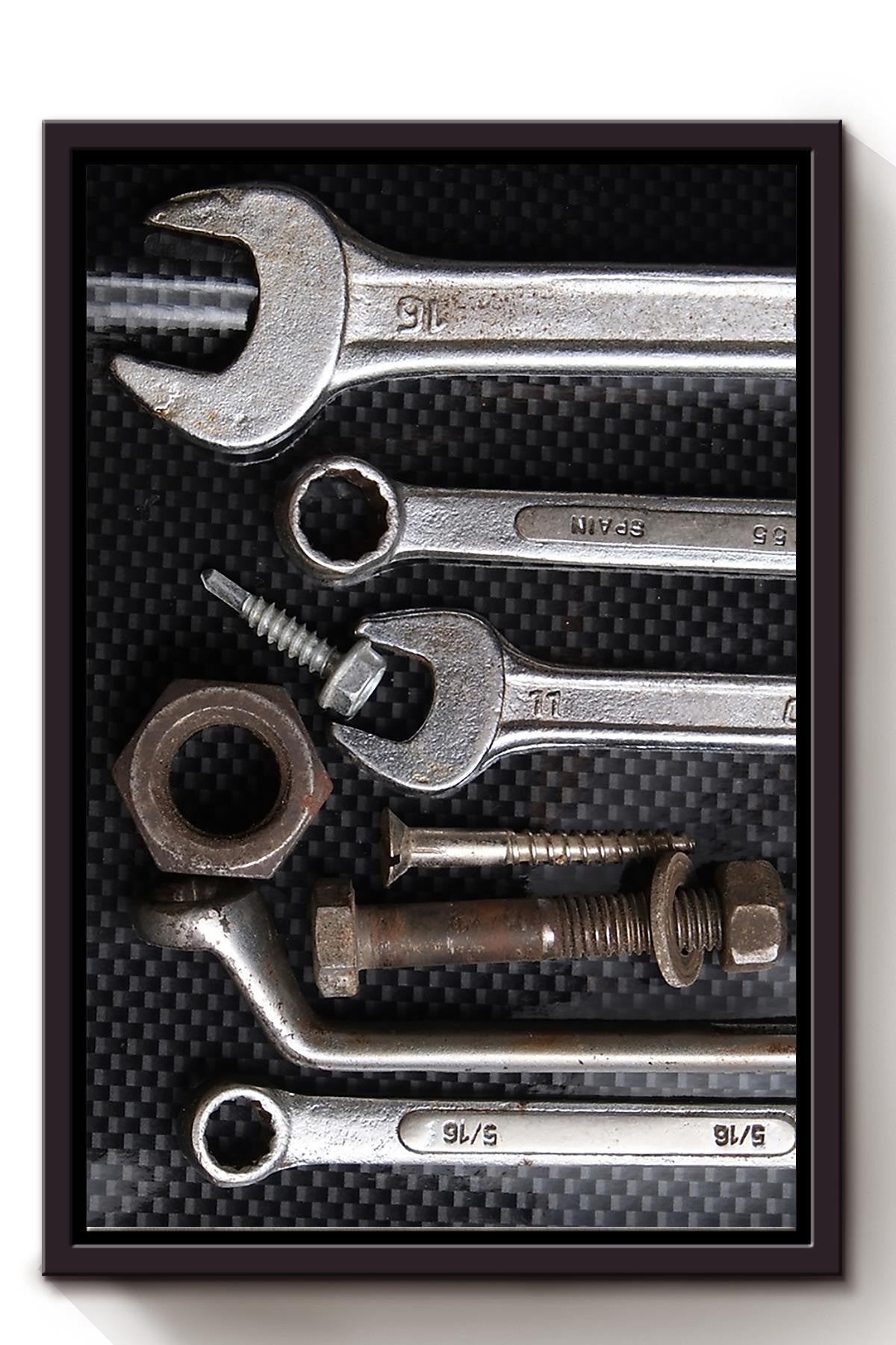 Mechanics Hand Tool Kit Set Wall Art For Garage Decor Framed Matte Canvas Framed Prints, Canvas