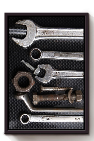 Mechanics Hand Tool Kit Set Wall Art For Garage Decor Framed Matte Canvas Framed Prints, Canvas