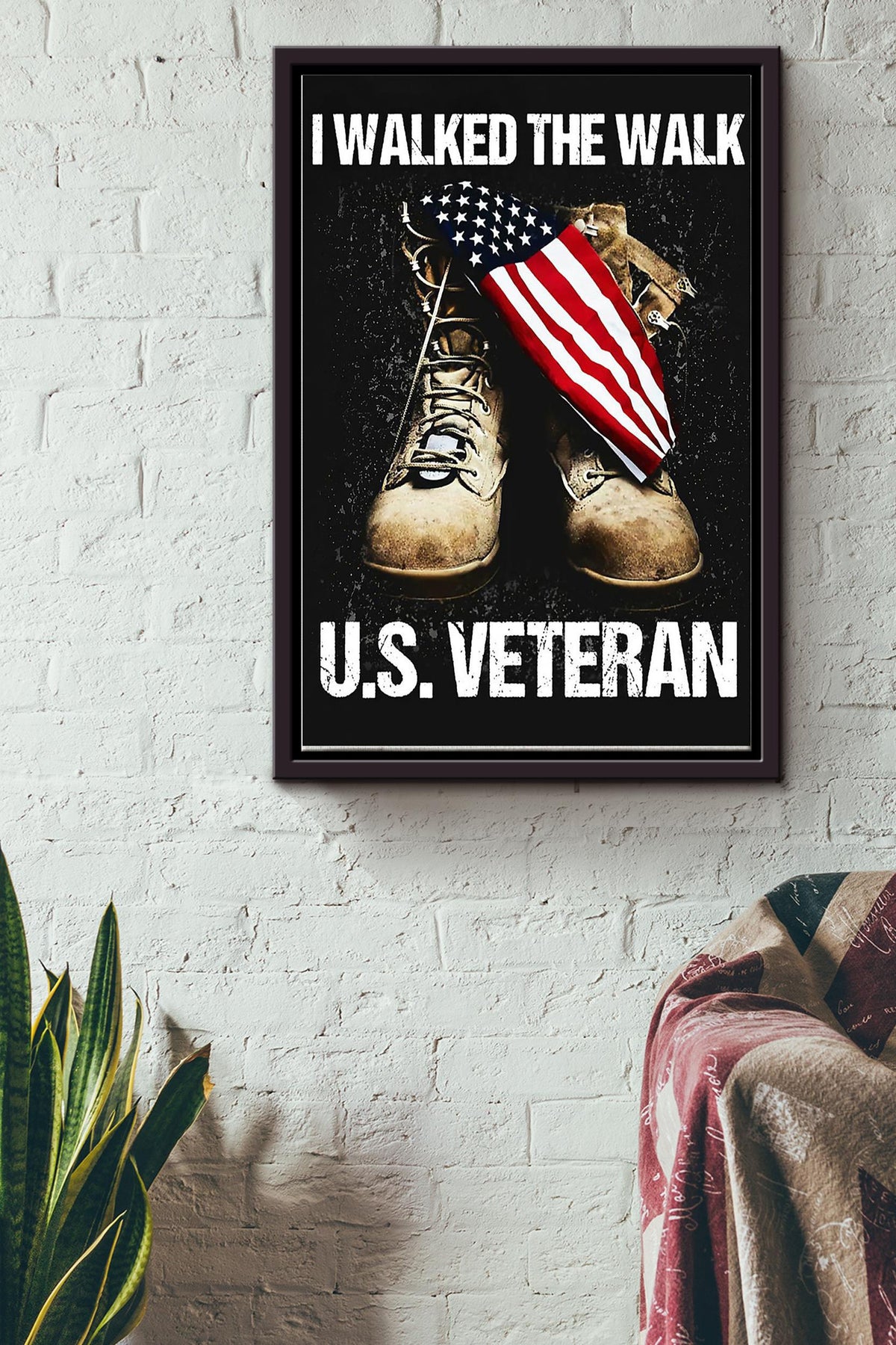 I Walked The Walk Us Veteran Poster Framed Matte Canvas