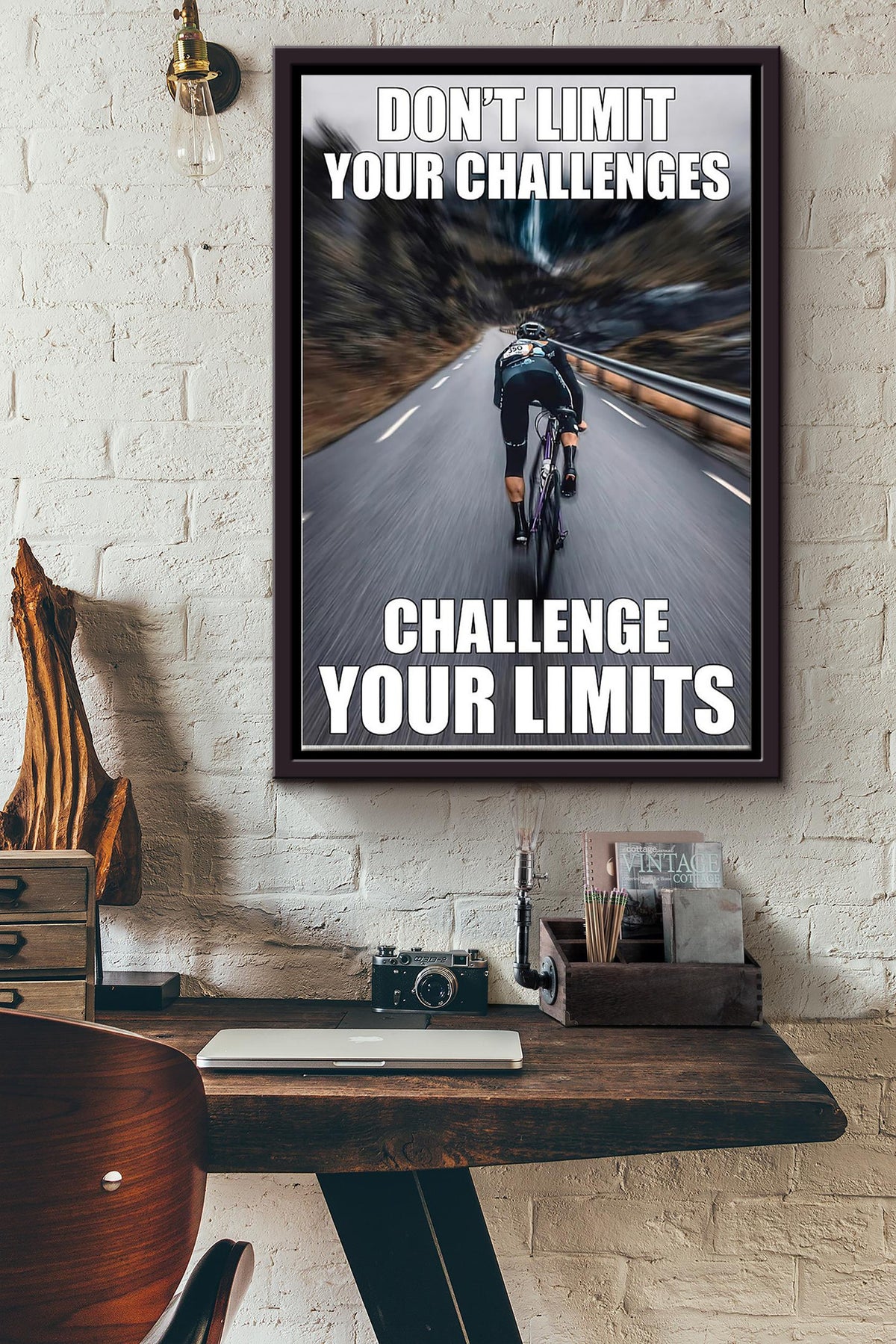 Dont Limit Your Challenges Challenge Your Limits Cycling Poster Framed Matte Canvas