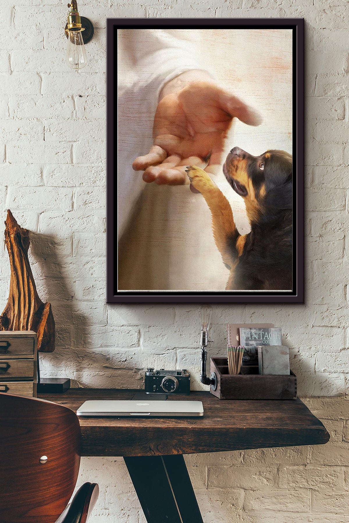 God Takes Rottweiler To The Heaven Poster Framed Matte Canvas