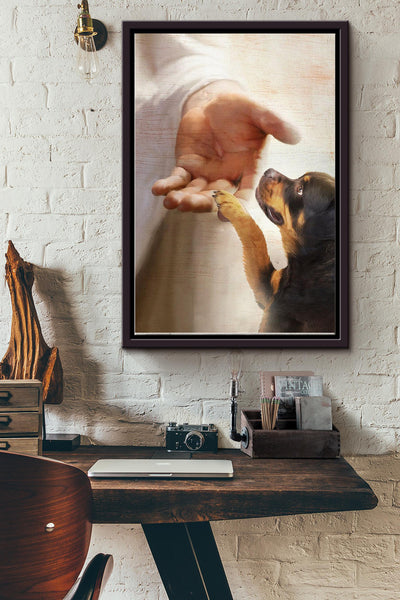 God Takes Rottweiler To The Heaven Poster Framed Matte Canvas