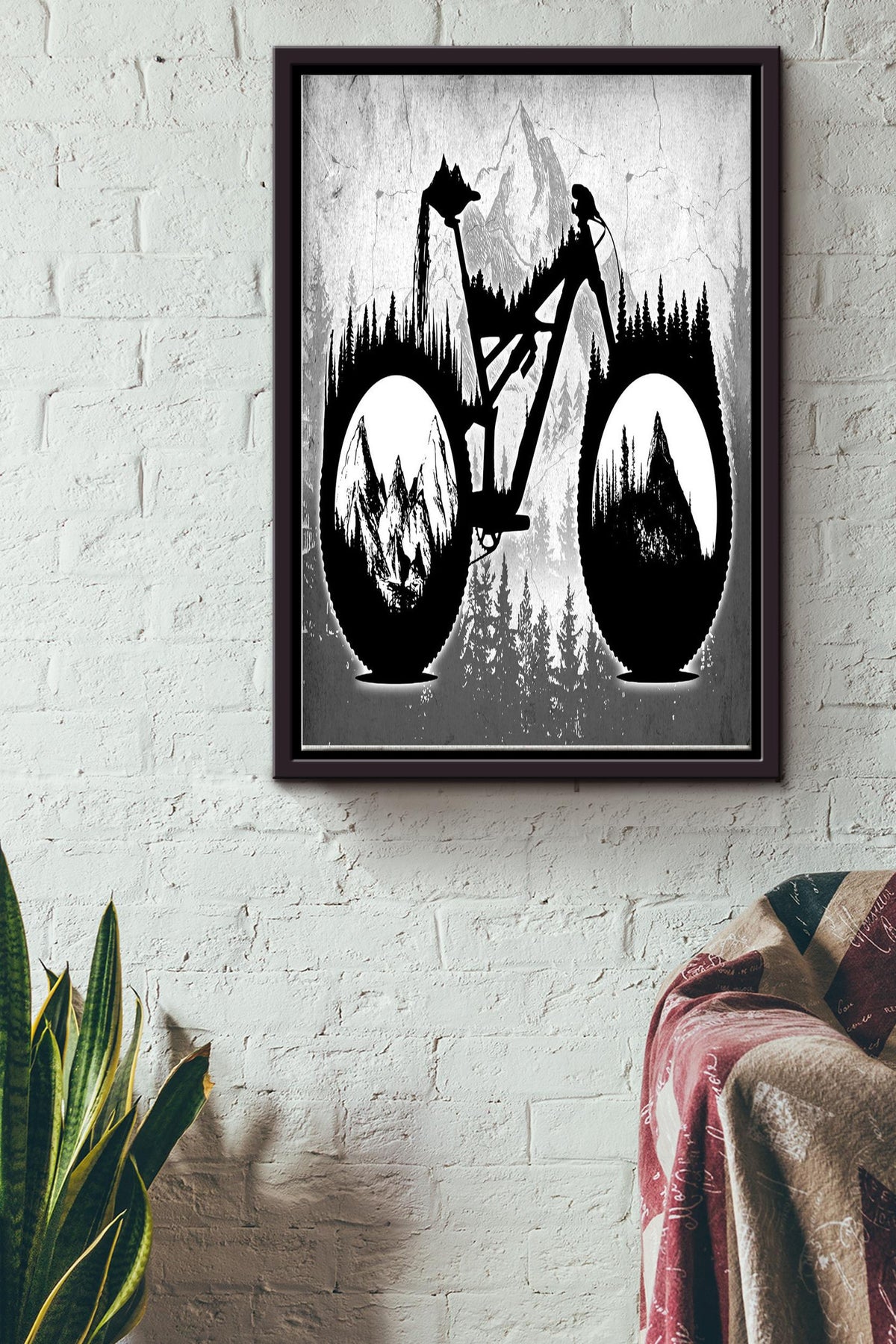 Cycling Hiking Mountain Black And White Vintage Poster - Sport Wall Art - Gift For Traveling Lover Cycling Lover Racer Cycle Hiking Mountain Lover Framed Matte Canvas Framed Prints, Canvas