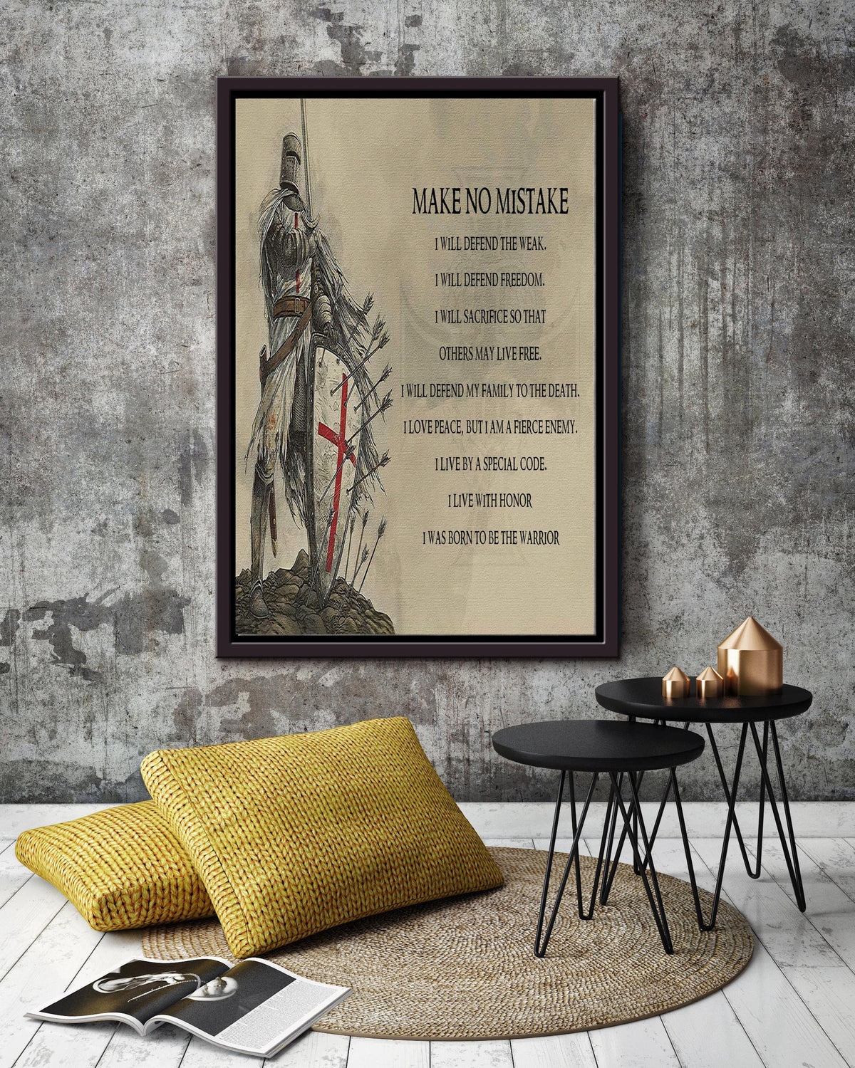 Make No Mistake Motivation Quote Wall Art Gift For Soldier Fighter Warrior Framed Canvas Framed Prints, Canvas