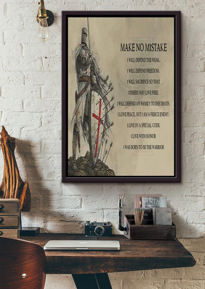 Make No Mistake Motivation Quote Wall Art Gift For Soldier Fighter Warrior Framed Canvas Framed Prints, Canvas