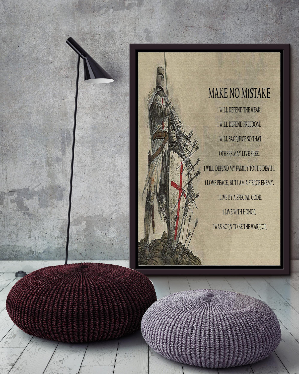 Make No Mistake Motivation Quote Wall Art Gift For Soldier Fighter Warrior Framed Canvas Framed Prints, Canvas