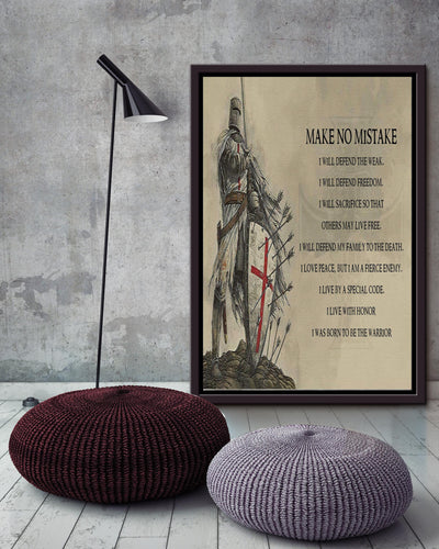 Make No Mistake Motivation Quote Wall Art Gift For Soldier Fighter Warrior Framed Canvas Framed Prints, Canvas