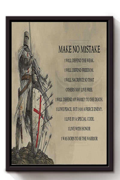 Make No Mistake Motivation Quote Wall Art Gift For Soldier Fighter Warrior Framed Canvas Framed Prints, Canvas