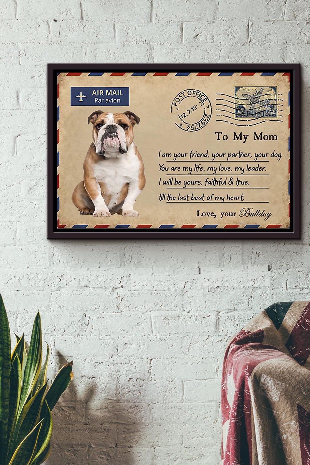 Bulldog I Love You Poster n Framed Matte Canvas