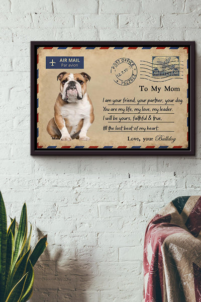 Bulldog I Love You Poster n Framed Matte Canvas