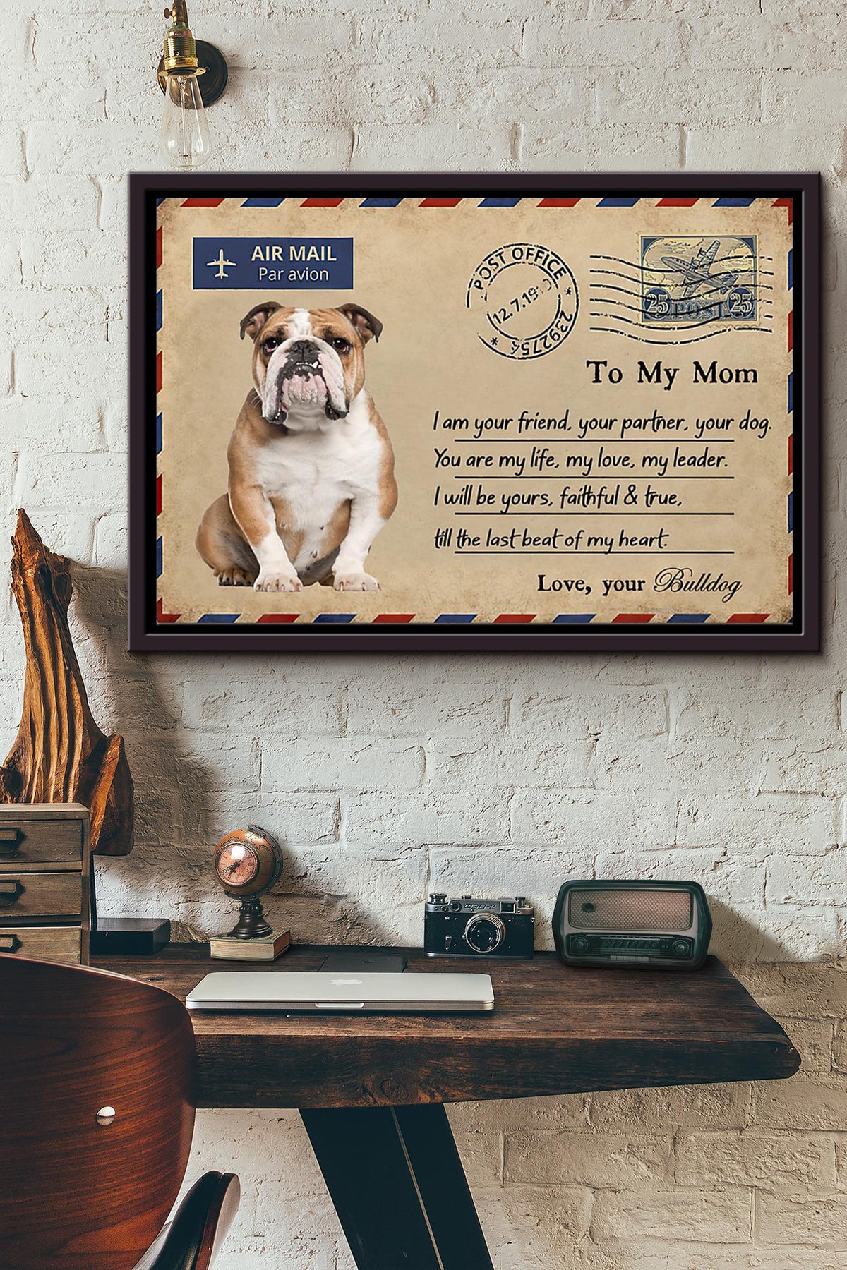 Bulldog I Love You Poster n Framed Matte Canvas