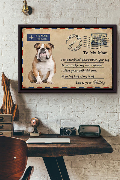 Bulldog I Love You Poster n Framed Matte Canvas