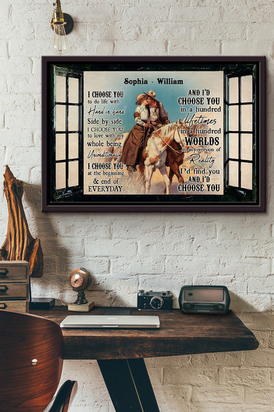Cowboy Couple I Choose You Window Poster n Framed Matte Canvas
