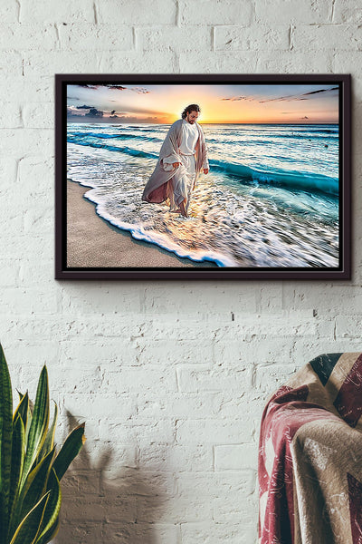 Jesus Walk Through The Sea Poster n Framed Matte Canvas