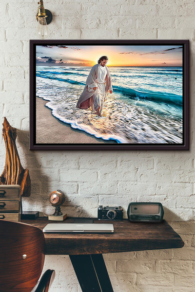 Jesus Walk Through The Sea Poster n Framed Matte Canvas