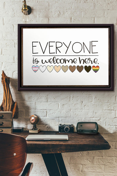 Everyone Is Welcome Here Heart Poster n Framed Matte Canvas