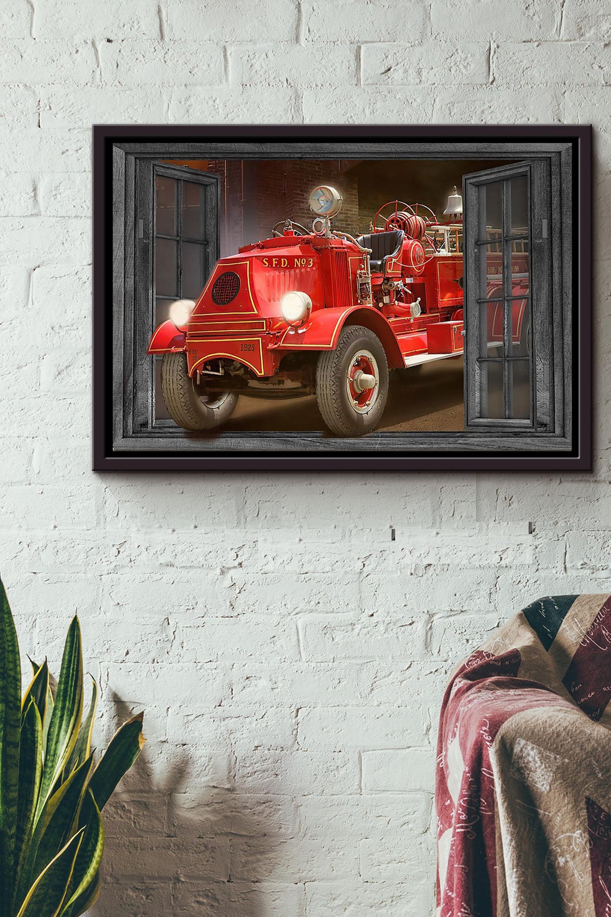 Harvester On The Way Window Poster n Framed Matte Canvas