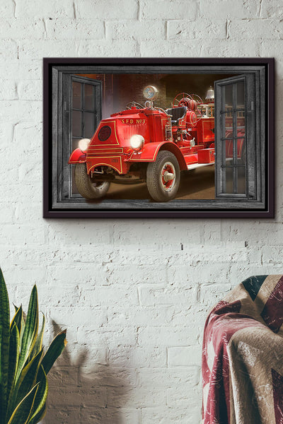 Harvester On The Way Window Poster n Framed Matte Canvas
