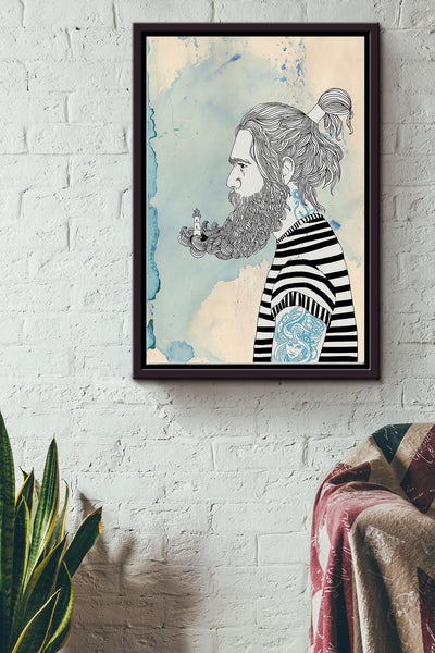 Beards Man With Tattoo Poster Framed Matte Canvas